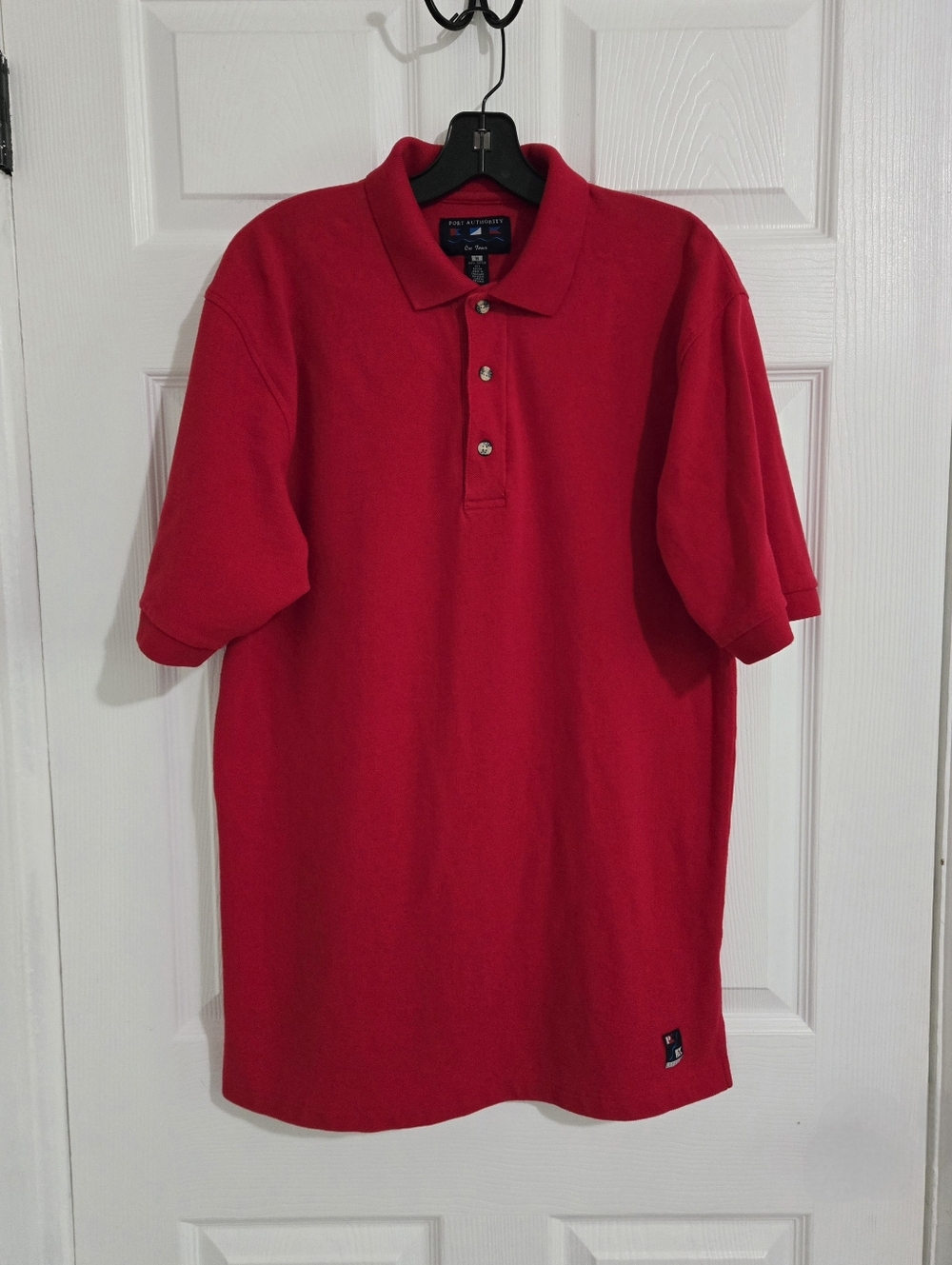 Port Authority Men's Polo T-Shirt Size Medium Cotton Short Sleeve Red